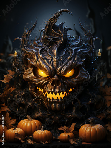 Halloween poster template, for holiday event, greeting card, banner, invitation, etc, generative ai