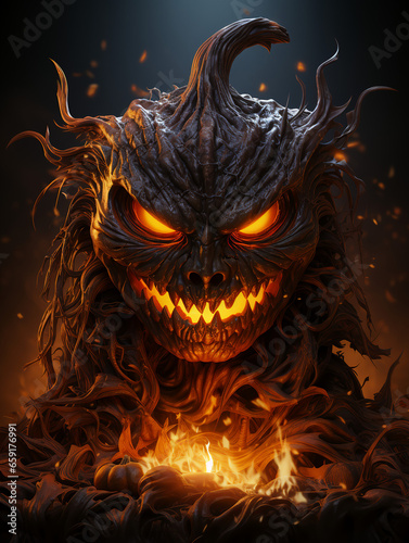 Halloween poster template, for holiday event, greeting card, banner, invitation, etc, generative ai