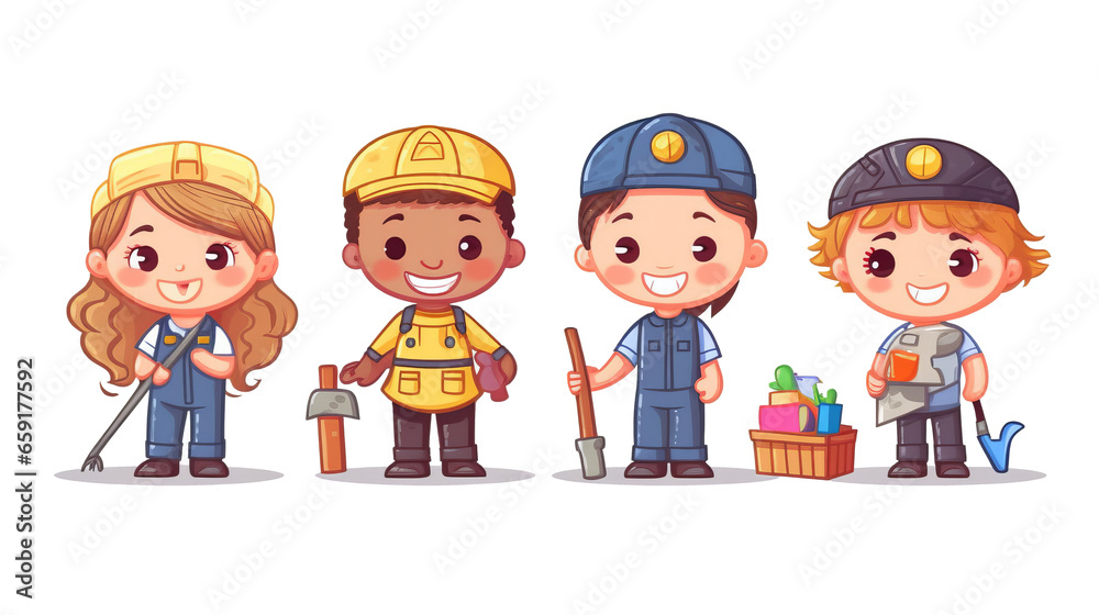 Vector characters with jobs different occupation. isolated transparent background Vector characters with jobs different occupation. isolated transparent background