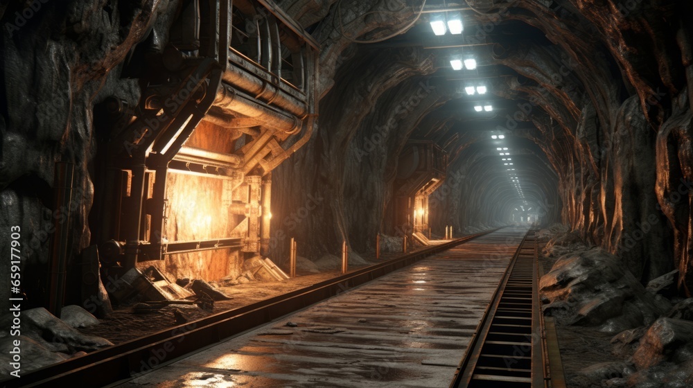 Lit and railed tunnel for miners generative ai