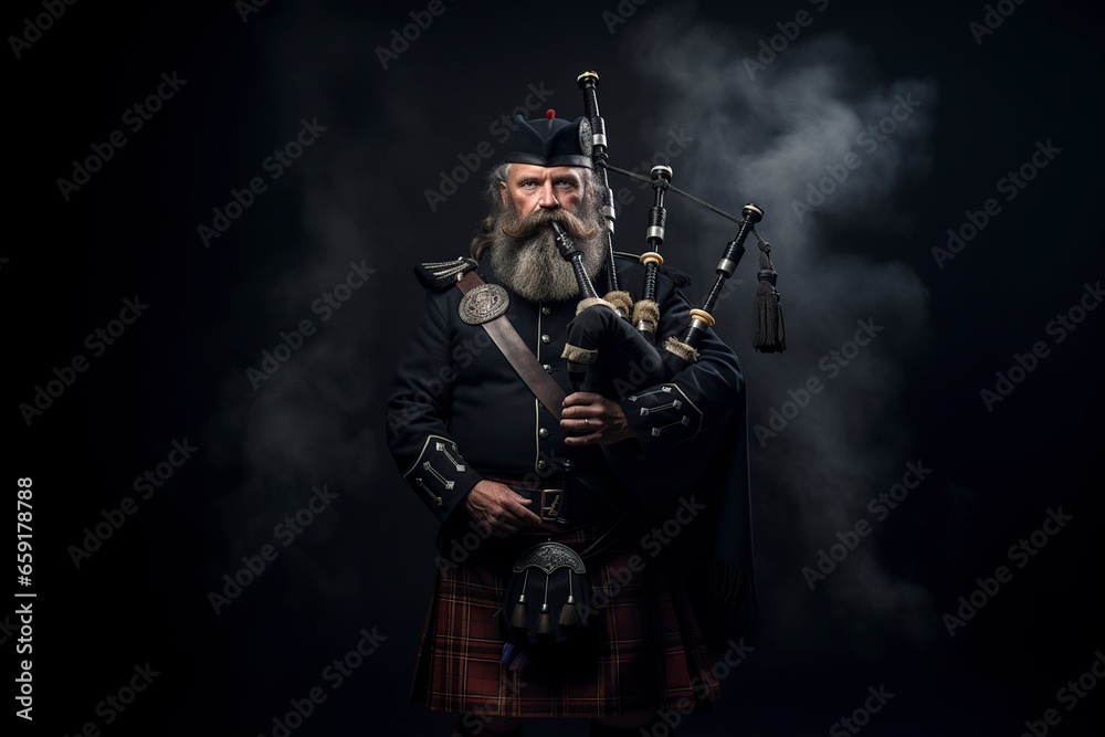 scottish traditional bagpiper with full dress scottish traditional bagpiper with full dress