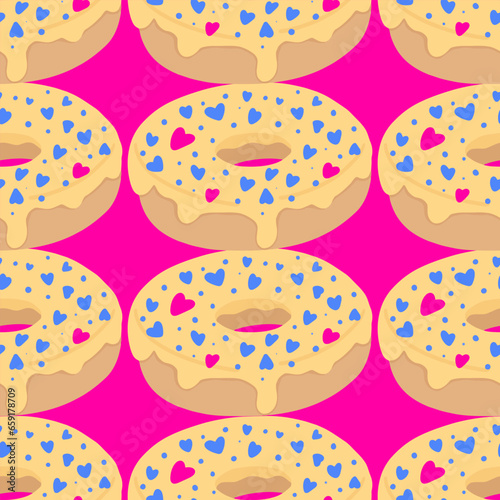Seamless pattern with glazed donuts