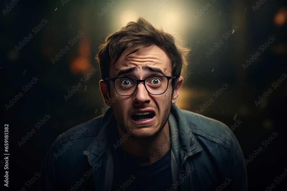 young man with an expression of worry, sadness and depression young man with an expression of worry, sadness and depression