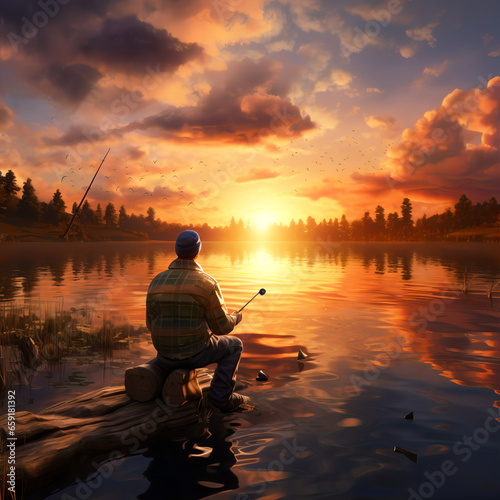 fishing at sunset, sunset landscape, landscape, fishing, boat 