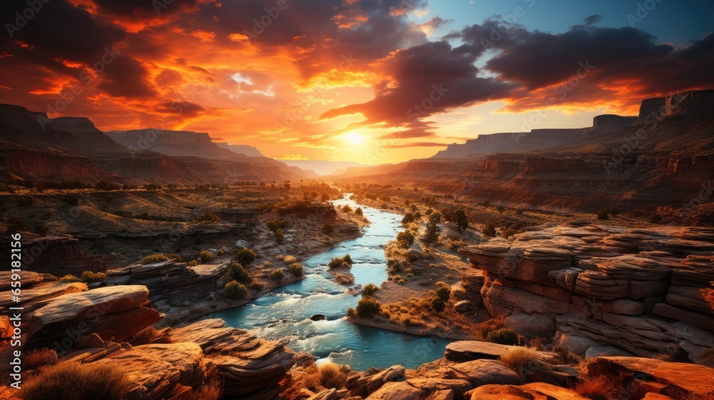 Beautiful landscape inspired by Grand Canyon - fictional landmark illustration