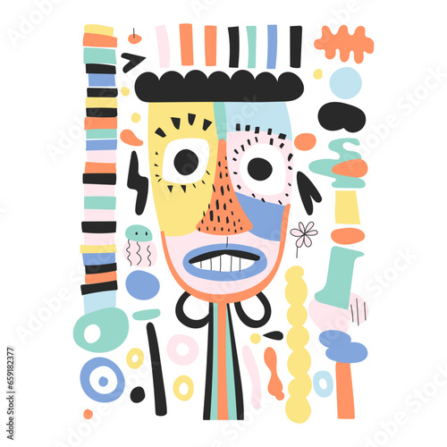 Abstract portrait shapes vector illustration. Artistic, drawing, background for template, brochure, postcard, print