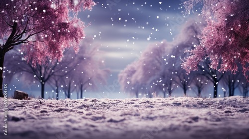 Purple snow winter background stock photography