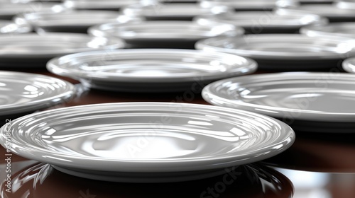 White glossy plastic plates plates background stock pho