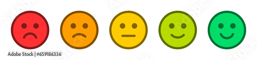 Feedback emoticons emojis. Smiley icon set , happy, neutral, sad, emoji, icon - Customer satisfaction rating scale with good and bad emotions. Vector illustration