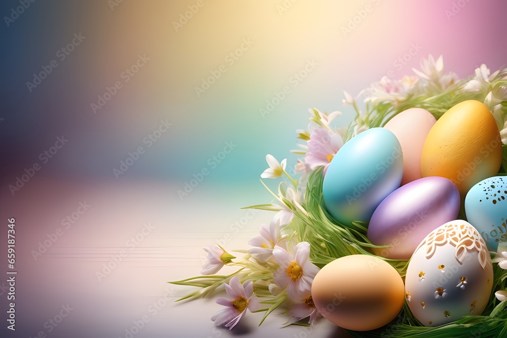 Colorful painted easter eggs on the background.