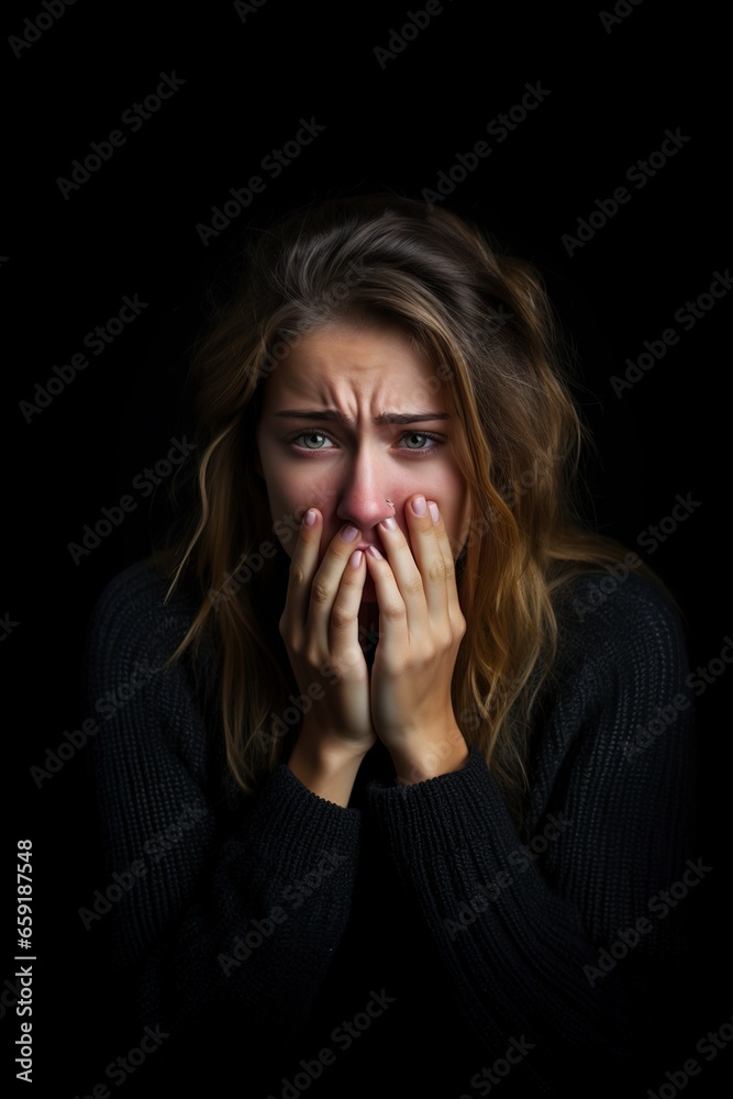 very sad, desperate young woman with obvious signs of depression very sad, desperate young woman with obvious signs of depression