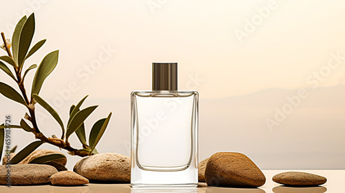 Mockup of a glass perfume bottle photo