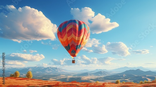Air balloon floating in the sky. Generative AI