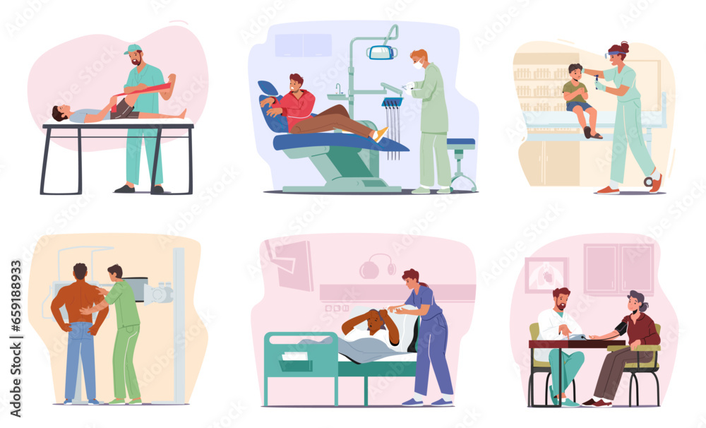 Caring Doctor Character In A White Coat Listens Attentively To A Patient Concerns In Medical Office, Vector Illustration