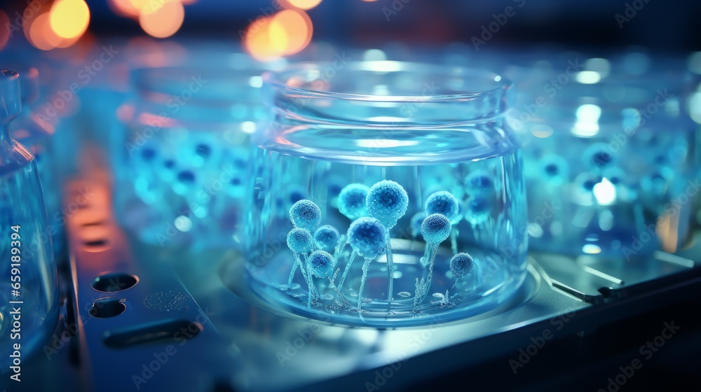 Fototapeta premium Bacterial sample in a laboratory. Generative AI