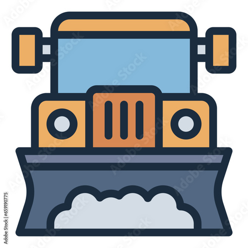 Snowplow Vehicle Truck filled line icon