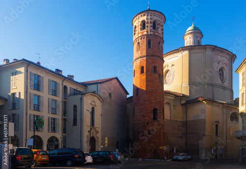 Historical architecture of Asti in Italy outside.