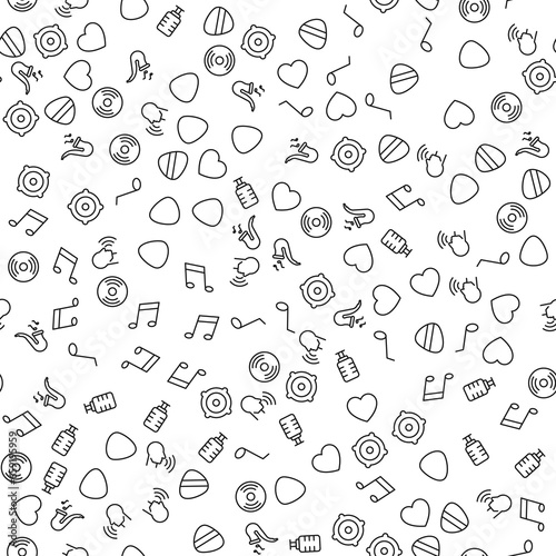 Heart, Mediator, Trumpet, Loud Speaker Seamless Pattern for printing, wrapping, design, sites, shops, apps