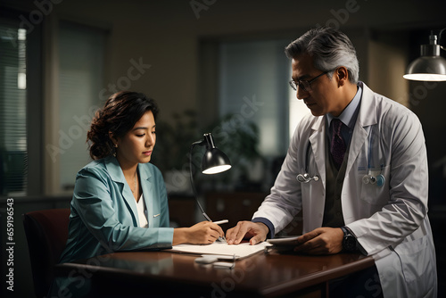 asian woman talking to doctor