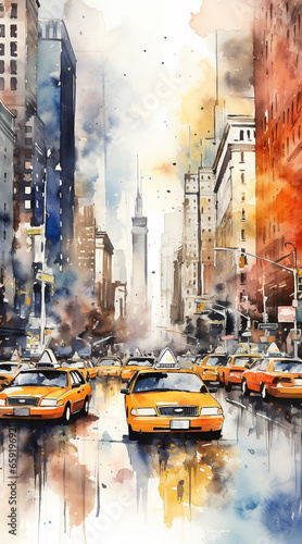 new York watercolor style. travel. vacations. 
