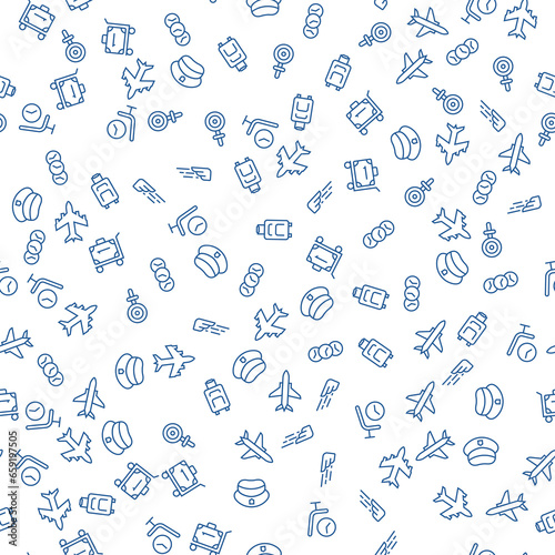 Plane, Pilot, Flying Seamless Pattern for printing, wrapping, design, sites, shops, apps
