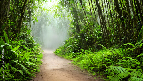 Mystical jungle path  a road between jungles