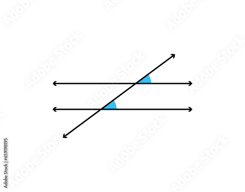 Corresponding angles with parallel lines. Vector illustration.