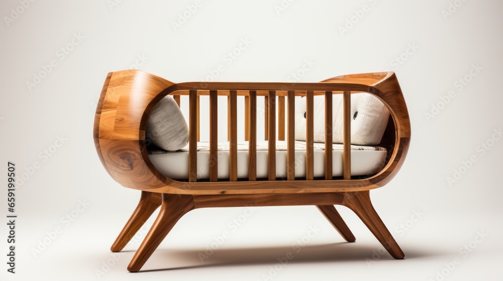 Crib isolated on a transparent background. Generative AI Crib isolated on a transparent background. Generative AI
