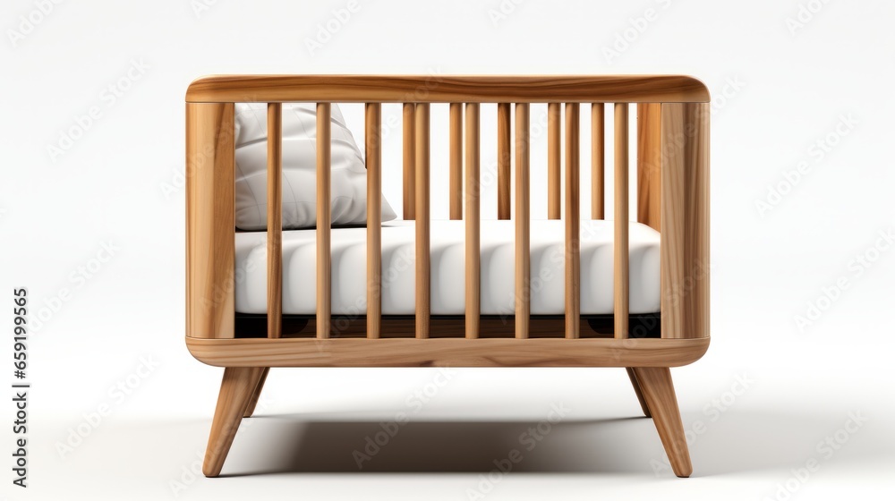 Crib isolated on a transparent background. Generative AI