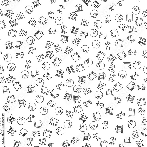 Bank, Diagram, Scales, Pie Chart Seamless Pattern for printing, wrapping, design, sites, shops, apps
