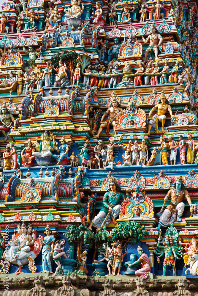 Gopuram (tower) of Hindu temple Kapaleeshwarar., Chennai, Tamil Nadu, India