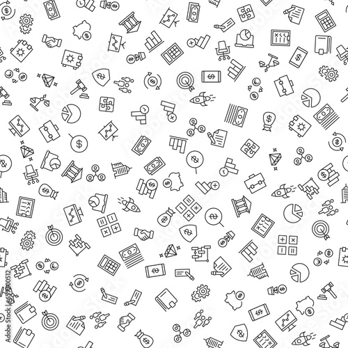 Pie Chart, Money, Bank, Business, Economy Seamless Pattern for printing, wrapping, design, sites, shops, apps