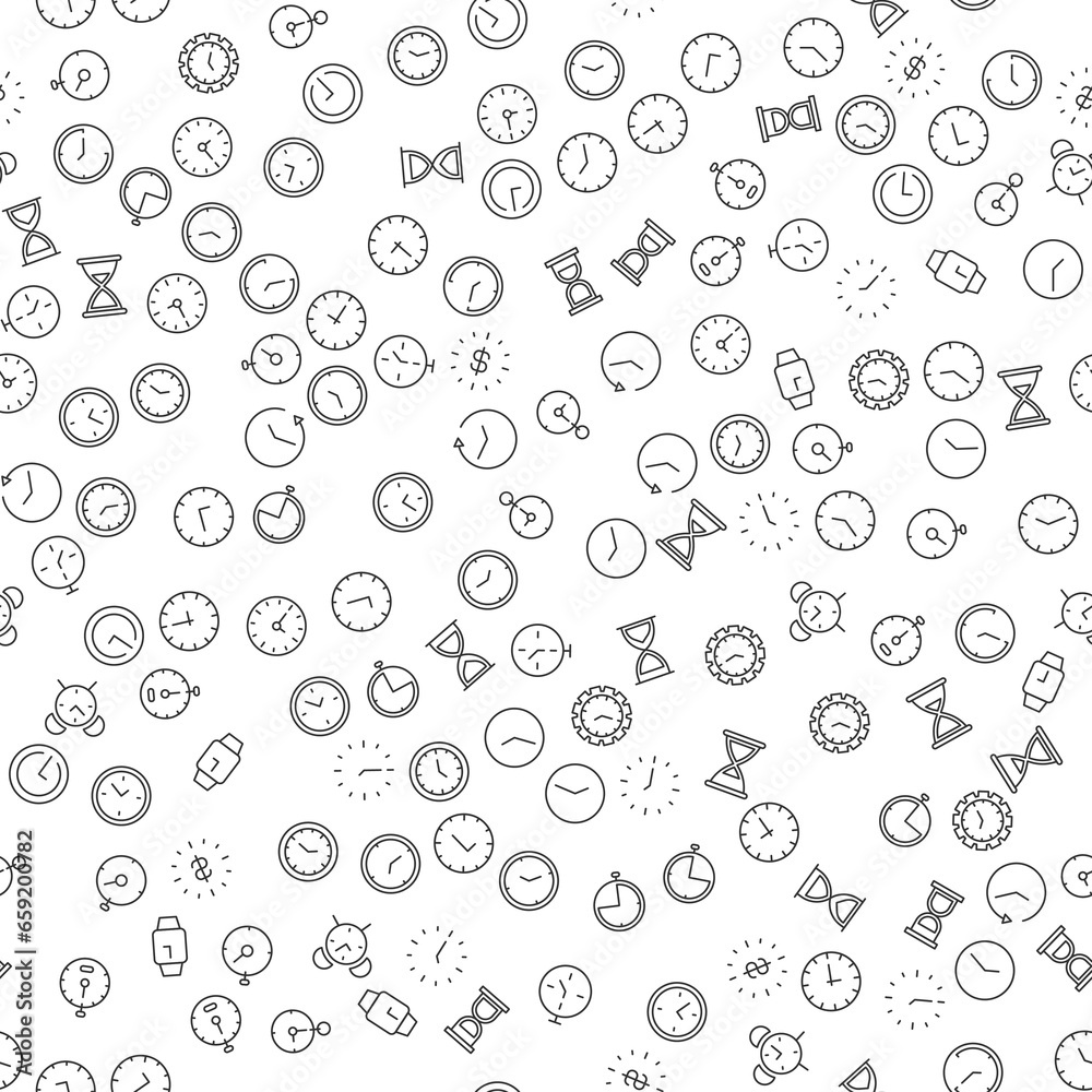 Clocks and Hourglass Seamless Pattern for printing, wrapping, design, sites, shops, apps Clocks and Hourglass Seamless Pattern for printing, wrapping, design, sites, shops, apps