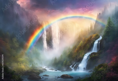 Magical fantasy waterfall with rainbow © CJH Photography ::C