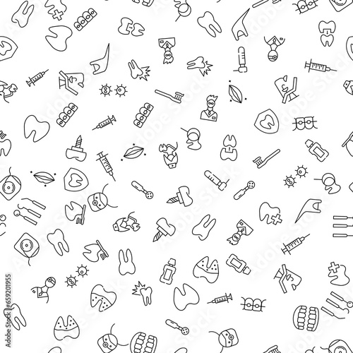 Teeth, Mouthwash, Virus Seamless Pattern for printing, wrapping, design, sites, shops, apps