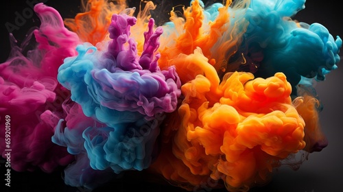 Explosion of colorful liquid creating a mesmerizing. Generative AI