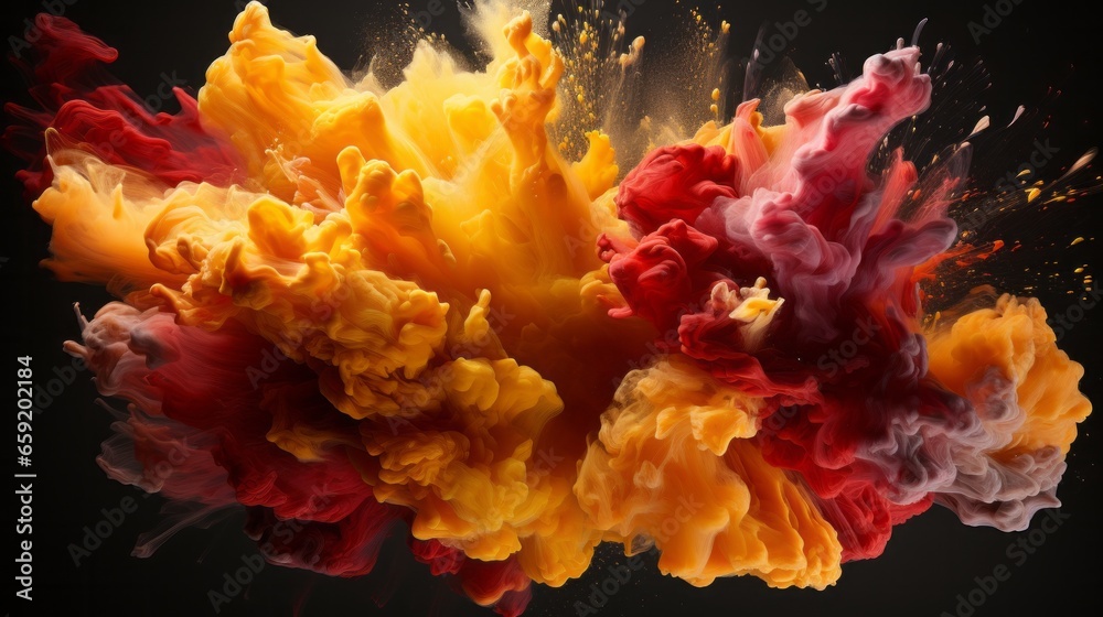 Obraz premium Explosive burst of yellow and red hues. Generative AI