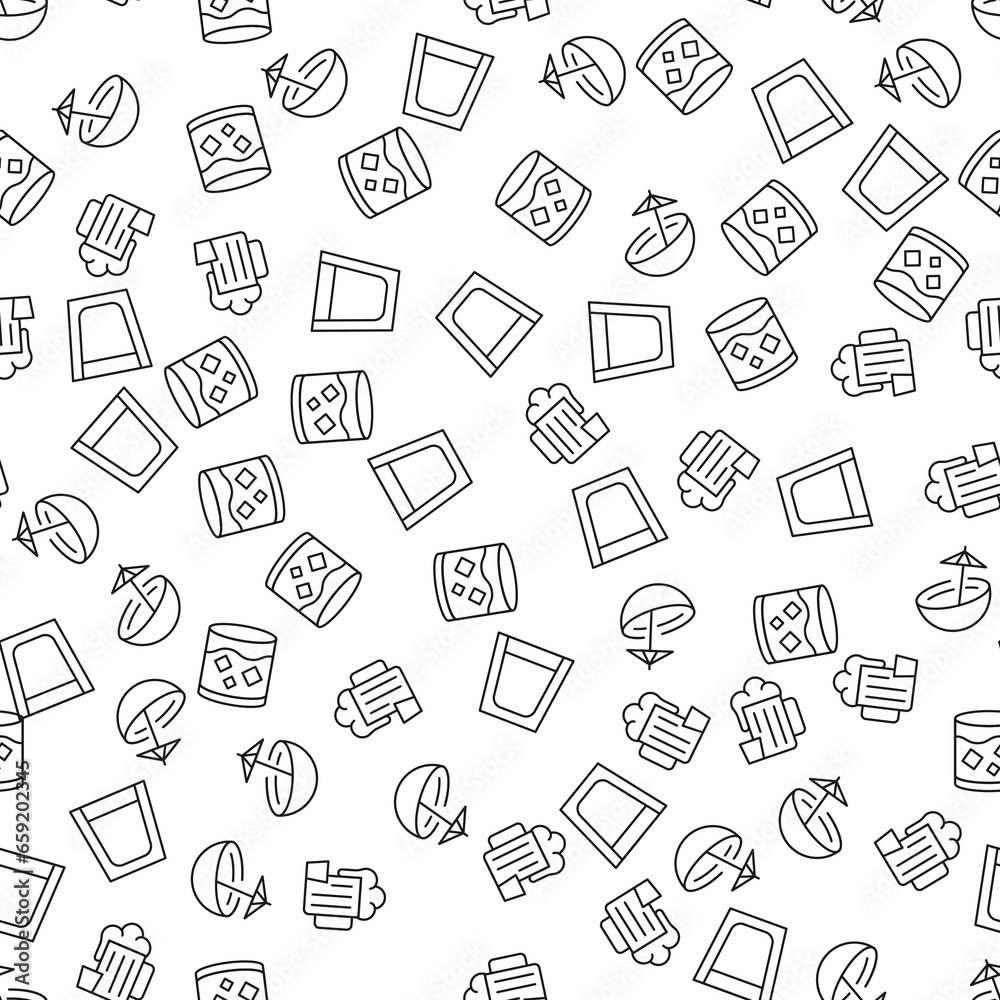 Beer, Whiskey, Coconut Juice Seamless Pattern for printing, wrapping, design, sites, shops, apps Beer, Whiskey, Coconut Juice Seamless Pattern for printing, wrapping, design, sites, shops, apps