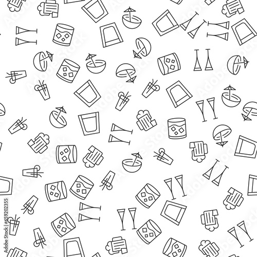 Coconut Water, Beer, Whiskey, Beach Cocktail Seamless Pattern for printing, wrapping, design, sites, shops, apps