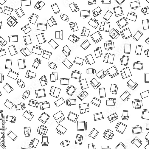 Computer, Smartphone, Wristwatch Seamless Pattern for printing, wrapping, design, sites, shops, apps