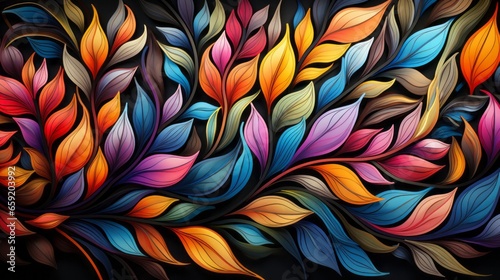 Hand-drawn abstract leaf pattern. Generative AI