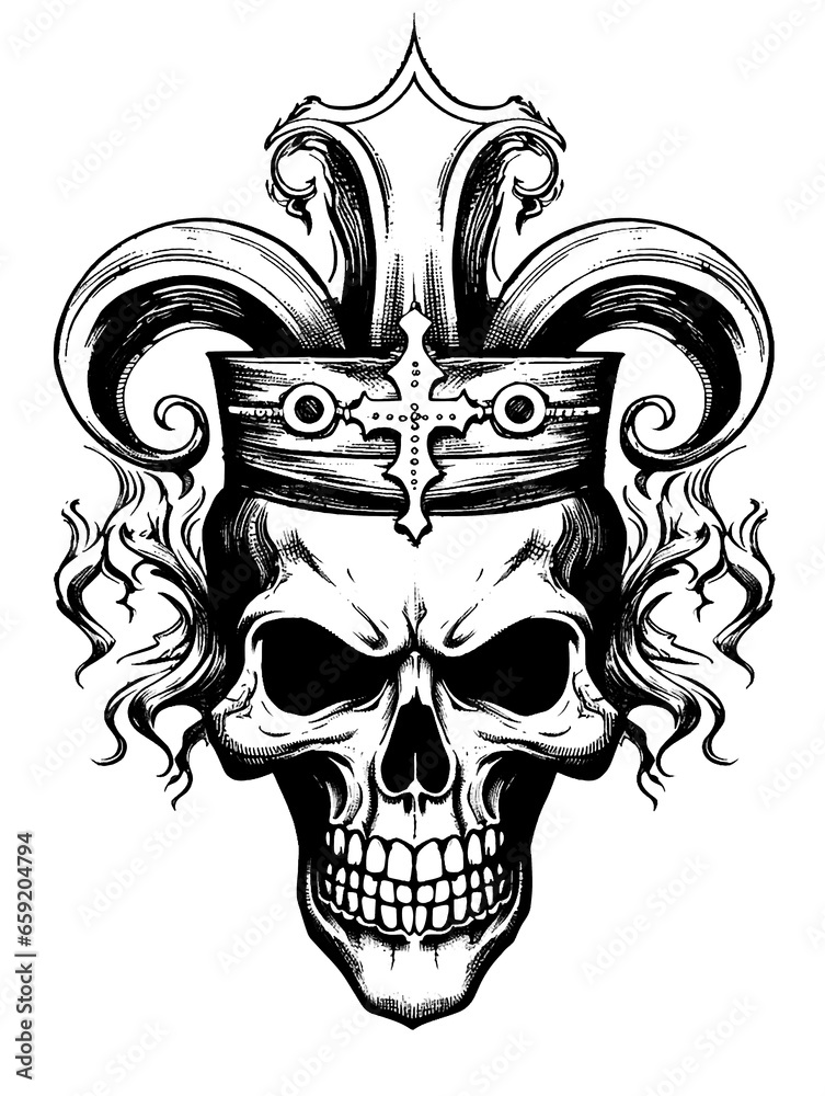 Joker Death Girl's Face Skull Skeleton Tattoo Print Stamp Holiday of the Dead Halloween