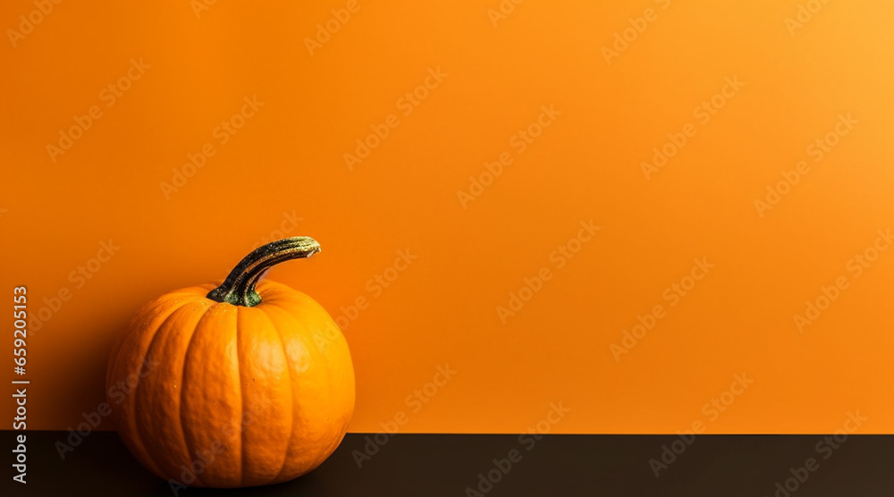 an minimalist orange Pumpking background with copy space an minimalist orange Pumpking background with copy space