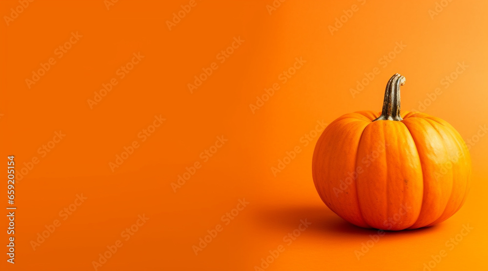 an minimalist orange Pumpking background with copy space an minimalist orange Pumpking background with copy space