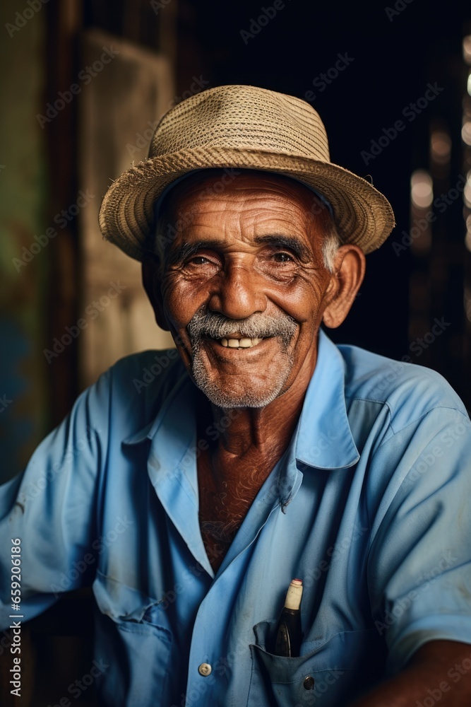 Smiling senior mixed race Caribbean man looking at the camera