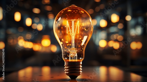 Light bulb emitting a glowing light a symbol. Generative AI