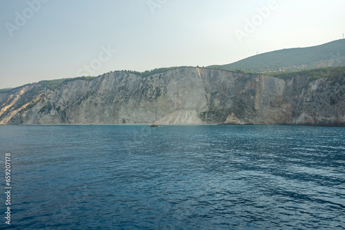 Panoramic view of coastline of Lefkada Islands, Greece