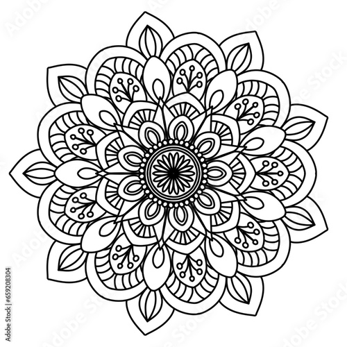 Mandala drawing on a white background  Ethnic mandala outline hand drawn  Decorative monochrome ethnic mandala pattern Islam  Arabic  Indian  morocca.