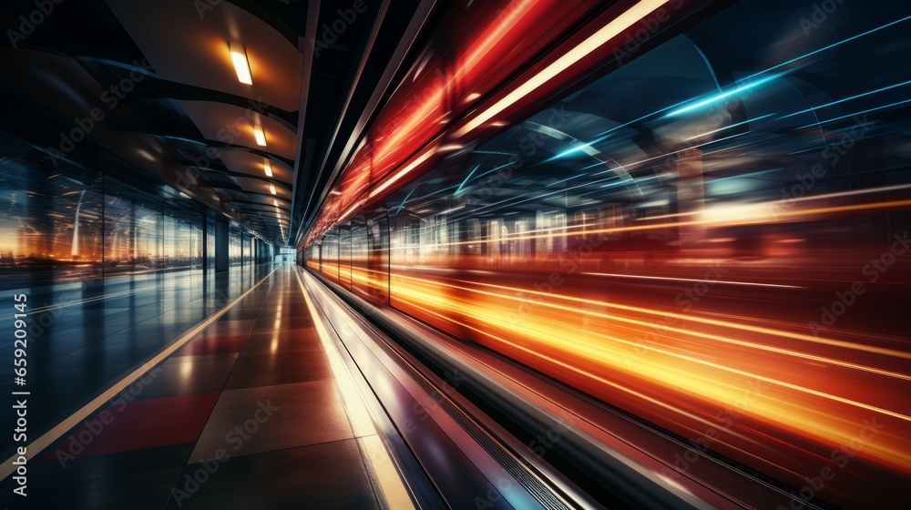 Motion speed blur in tunnels. Generative AI Motion speed blur in tunnels. Generative AI