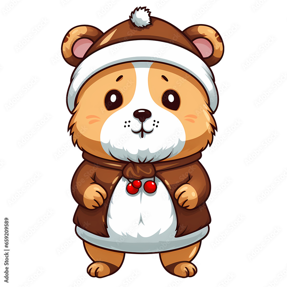 Cute Hamster Christmas Clipart Illustration